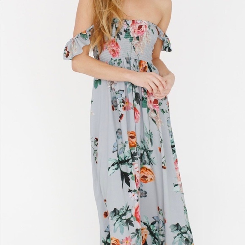 Plum Pretty Sugar Blue floral maxi Dress